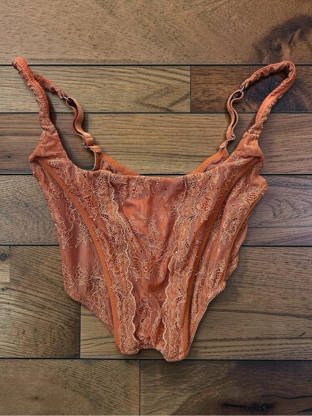 Urban Outfitters Out From Under Women’s Rust Orange Lace Corset Top Size Small